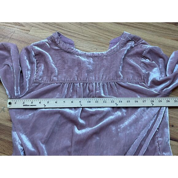Anthropologie Melody Women's Dress Tunic Mini Velvet Boho Split Neck M Pink - Picture 9 of 10